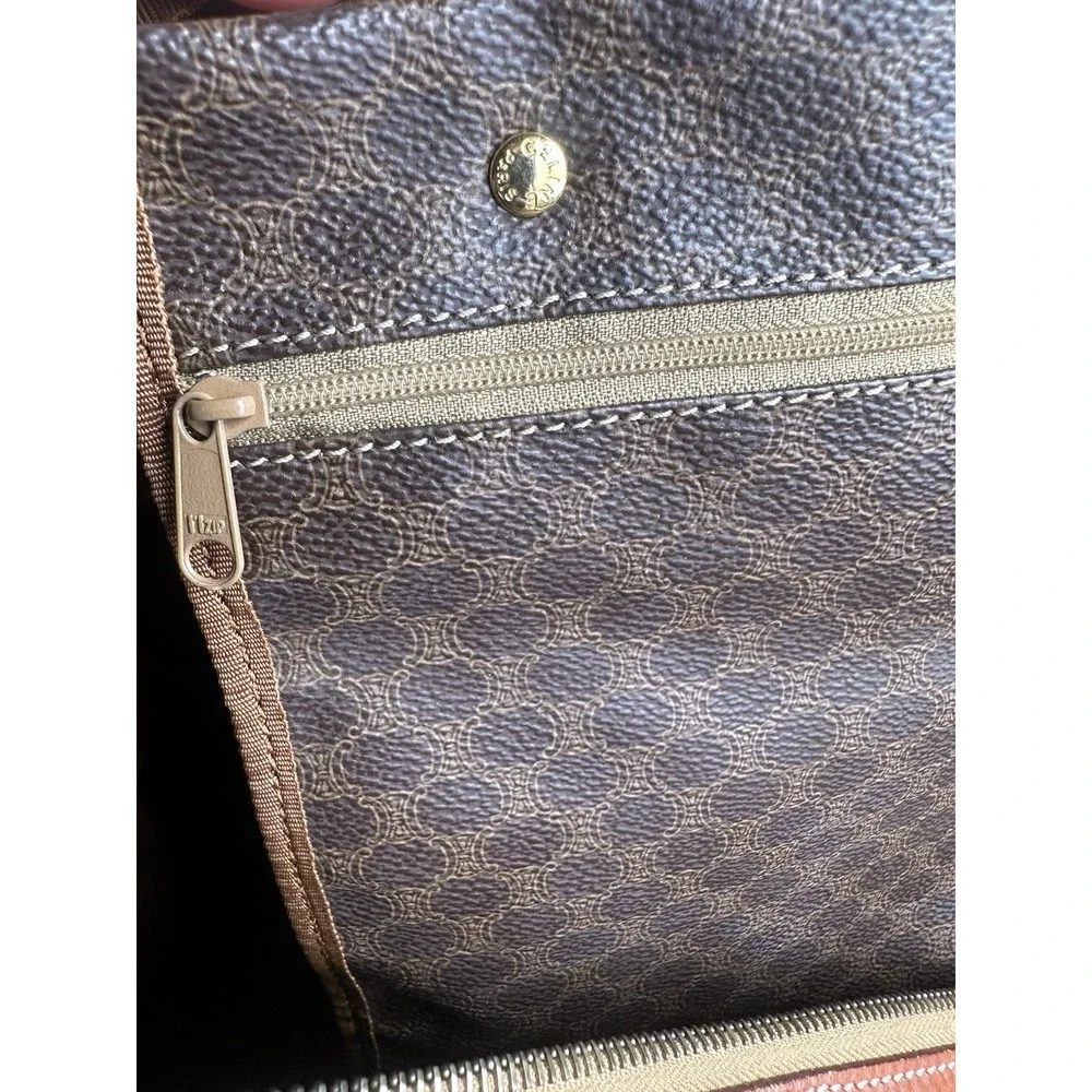 Celine Duffle Bag Macadam Coated Canvas With Key, Lock & Luggage Tag Vintage